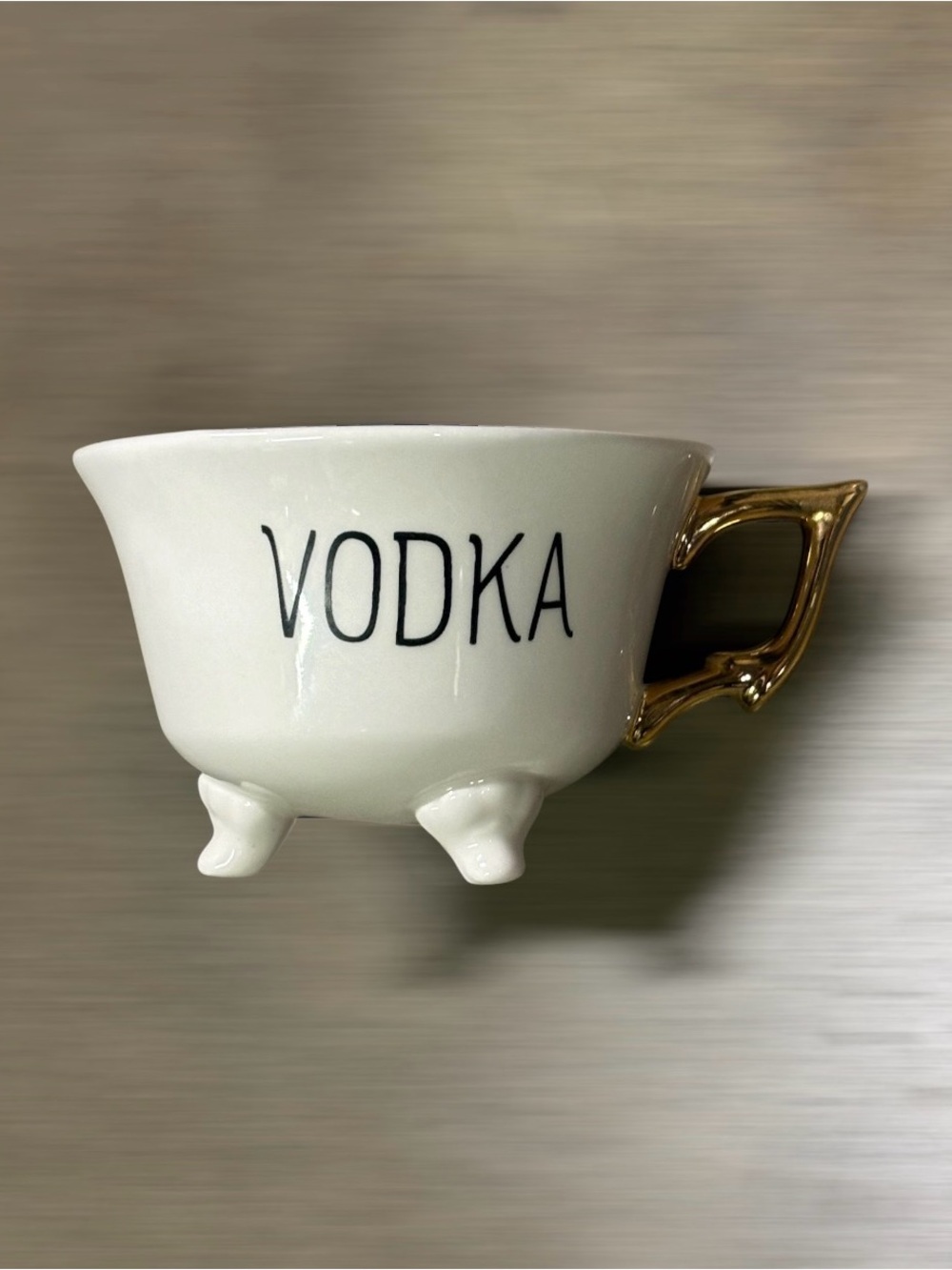 Vodka Tea Cup with Gold Handle and Feet